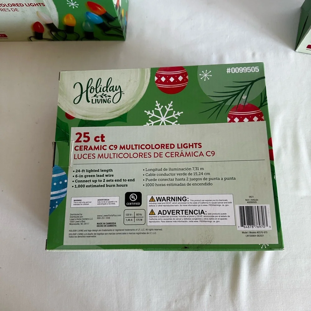 Holiday Time Ceramic C9 Multicolored Lights Set Of 3 Boxes Christmas